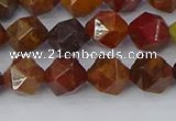 CAA1001 15.5 inches 8mm faceted nuggets red moss agate beads