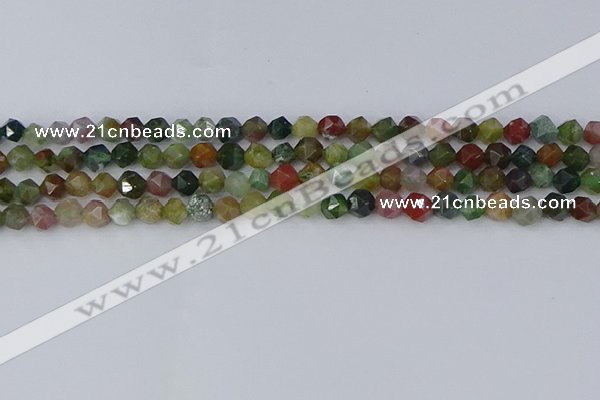 CAA1026 15.5 inches 6mm faceted nuggets Indian agate beads