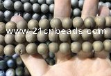 CAA1355 15.5 inches 14mm round matte plated druzy agate beads