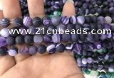 CAA1495 15.5 inches 6mm round matte banded agate beads wholesale