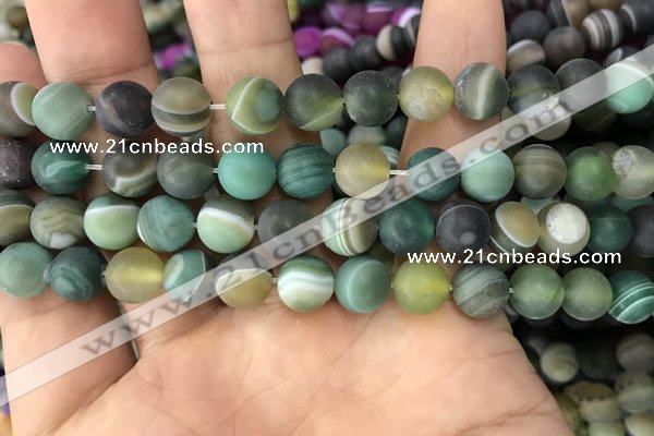CAA1522 15.5 inches 10mm round matte banded agate beads wholesale