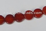 CAA155 15.5 inches 10mm coin red agate gemstone beads