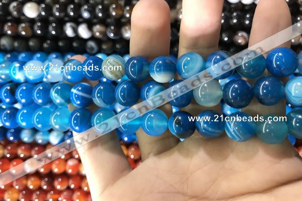 CAA1575 15.5 inches 10mm round banded agate beads wholesale