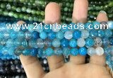 CAA1714 15 inches 8mm faceted round fire crackle agate beads