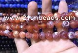 CAA1733 15 inches 10mm faceted round fire crackle agate beads