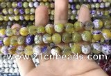 CAA1781 15 inches 10mm faceted round fire crackle agate beads