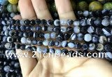 CAA2197 15.5 inches 4mm faceted round banded agate beads