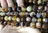 CAA2208 15.5 inches 12mm faceted round banded agate beads