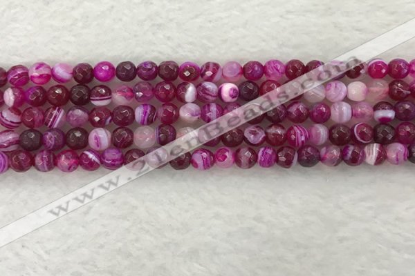 CAA2219 15.5 inches 6mm faceted round banded agate beads