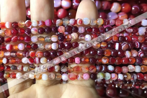 CAA2232 15.5 inches 4mm faceted round banded agate beads
