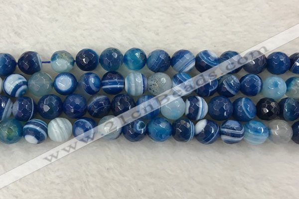 CAA2259 15.5 inches 10mm faceted round banded agate beads