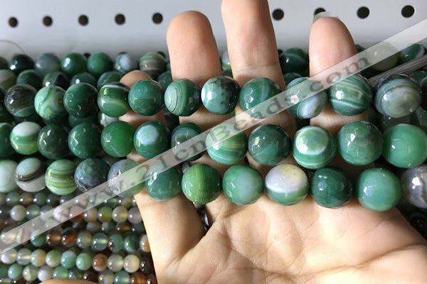 CAA2288 15.5 inches 10mm faceted round banded agate beads