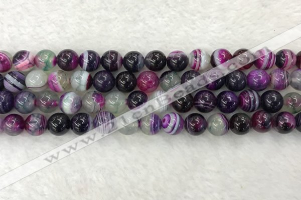 CAA2323 15.5 inches 10mm round banded agate gemstone beads