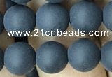 CAA2450 15.5 inches 10mm round matte black agate beads wholesale