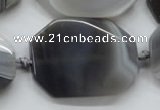 CAA246 15.5 inches 30*40mm twisted octagonal grey line agate beads