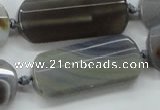 CAA253 15.5 inches 16*30mm faceted rectangle grey line agate beads