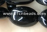 CAA2539 15.5 inches 12*16mm oval black agate beads wholesale