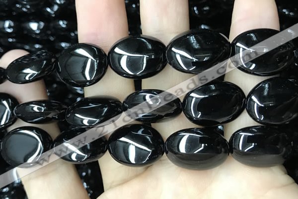 CAA2541 15.5 inches 15*20mm oval black agate beads wholesale
