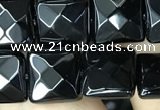 CAA2609 15.5 inches 12*12mm faceted square black agate beads