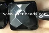 CAA2615 15.5 inches 30*30mm faceted square black agate beads