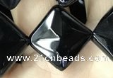 CAA2629 15.5 inches 14*14mm faceted diamond black agate beads