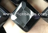 CAA2631 15.5 inches 20*20mm faceted diamond black agate beads