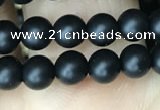 CAA2761 15.5 inches 4mm round matte black agate beads wholesale