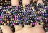 CAA2819 15 inches 4mm faceted round fire crackle agate beads wholesale