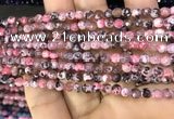 CAA2836 15 inches 4mm faceted round fire crackle agate beads wholesale
