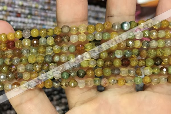 CAA2845 15 inches 4mm faceted round fire crackle agate beads wholesale
