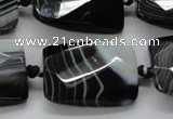 CAA287 22*30mm twisted & faceted rectangle black line agate beads