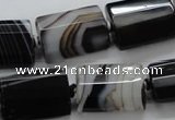 CAA289 15.5 inches 15*20mm faceted cuboid black line agate beads