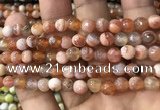 CAA2920 15 inches 6mm faceted round fire crackle agate beads wholesale