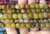 CAA3006 15 inches 8mm faceted round fire crackle agate beads wholesale