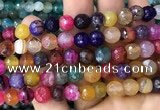 CAA3007 15 inches 8mm faceted round fire crackle agate beads wholesale