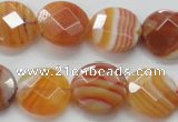 CAA306 15.5 inches 18mm faceted coin red line agate beads