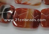 CAA308 15.5 inches 22*30mm faceted rectangle red line agate beads