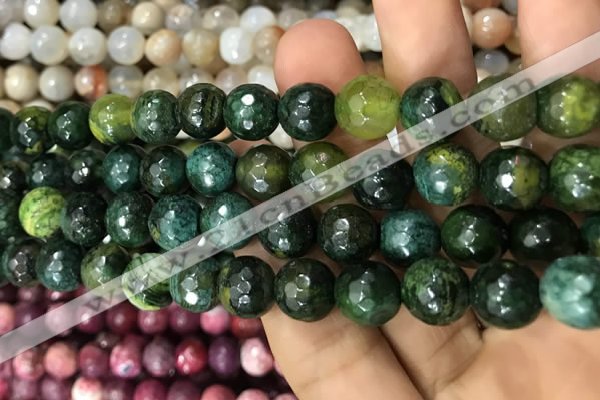 CAA3080 15 inches 10mm faceted round fire crackle agate beads wholesale