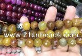 CAA3138 15 inches 12mm faceted round fire crackle agate beads wholesale