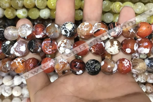 CAA3141 15 inches 12mm faceted round fire crackle agate beads wholesale