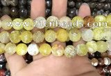CAA3142 15 inches 12mm faceted round fire crackle agate beads wholesale