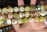 CAA3181 15 inches 14mm faceted round fire crackle agate beads wholesale