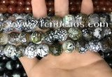 CAA3188 15 inches 14mm faceted round fire crackle agate beads wholesale