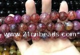 CAA3200 15 inches 14mm faceted round fire crackle agate beads wholesale