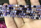 CAA3250 15 inches 4mm faceted round line agate beads wholesale