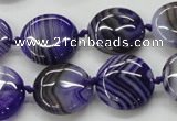 CAA355 15.5 inches 18mm flat round violet line agate gemstone beads