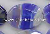 CAA359 15.5 inches 30*40mm faceted oval violet line agate beads