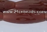 CAA3695 15.5 inches 10*30mm rice matte & carved red agate beads