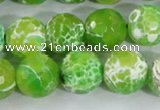 CAA373 15.5 inches 14mm faceted round fire crackle agate beads