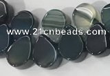 CAA3756 Top drilled 5*8mm flat teardrop line agate beads